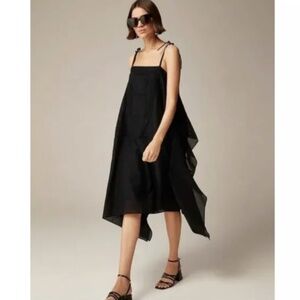 JCREW WOMENS HANDKERCHIEF BLACK ORGANIC COTTON SLEEVELESS MIDI DRESS SZ SMALL